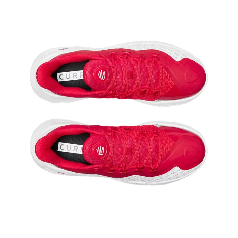 Under Armour Curry 11 Anti Slip Wear Resistant Low Top Basketball Shoes Unisex White Red-3