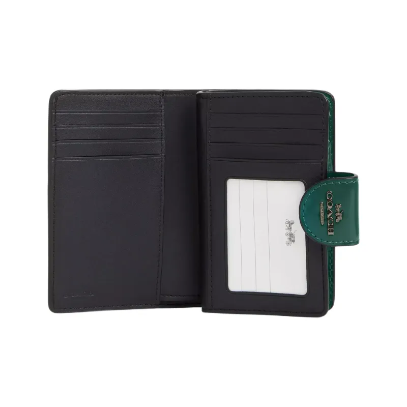 COACH Corner Zip Spazzolato Leather Wallet Mini Women's Emerald Green-1