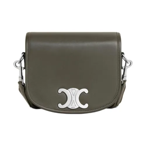 CELINE Calfskin Shoulder Bag Crossbody Bag Small Size Women's Army Green