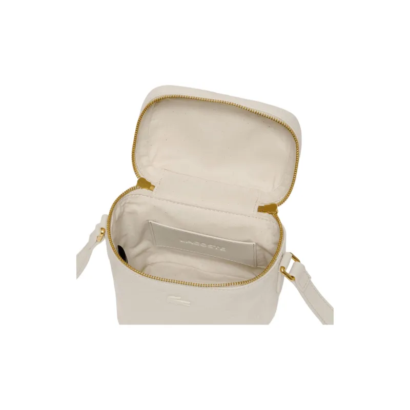 LACOSTE Cow Leather Crossbody Bag, Shoulder Bag Women's White-3