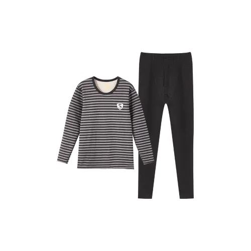 MADALLO Pajama Set Men's Gray Black Stripes