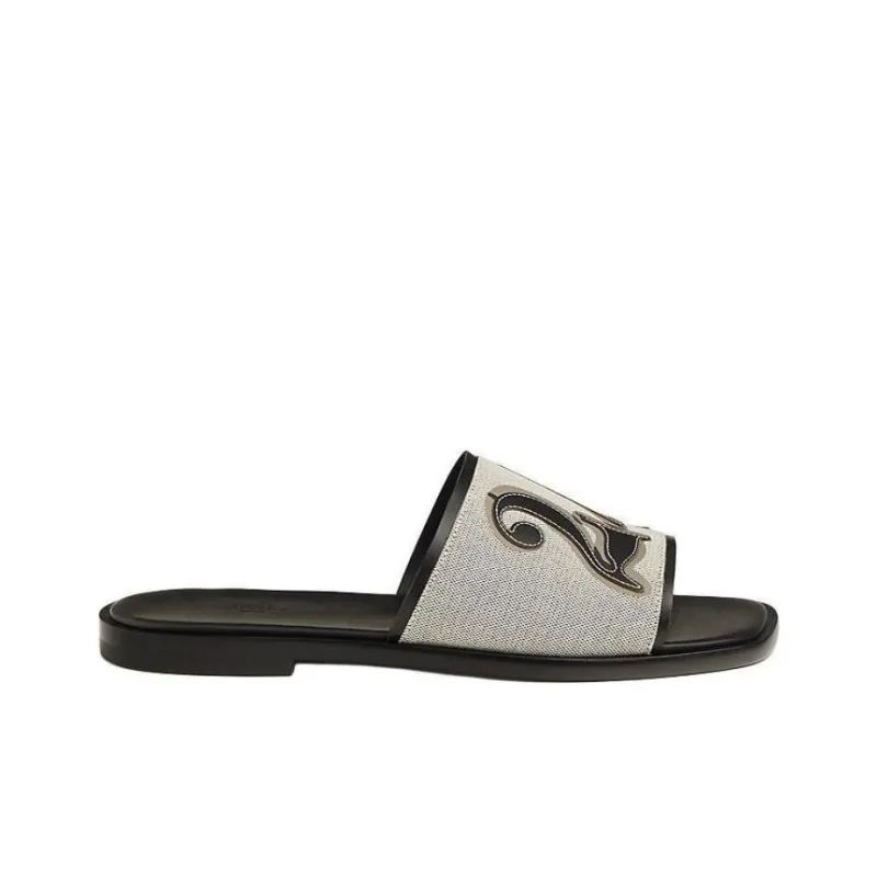 HERMES Slide Slippers Men's Black-1