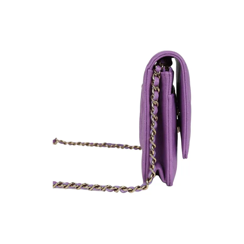 CHANEL Shiny Caviar Calfskin Wallet On Chain, Flap Bag, Shoulder Bag, Crossbody Bag Women's Purple-3
