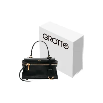GROTTO Cow Leather Shoulder Bags Handbags Unisex Black