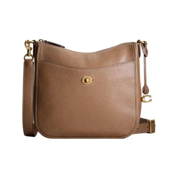 COACH Chaise Polished Pebbled Leather Crossbody Bag Shoulder Bag Large Size Women's Brown