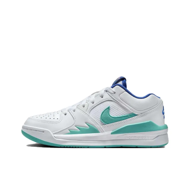Jordan Stadium 90 Anti Slip Wear Resistant Low Top Kids' Running Shoes White Green Blue Unisex-0