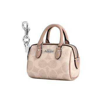 COACH Coated Canvas Keychain Bag Accessory Trumpets Women's Sand
