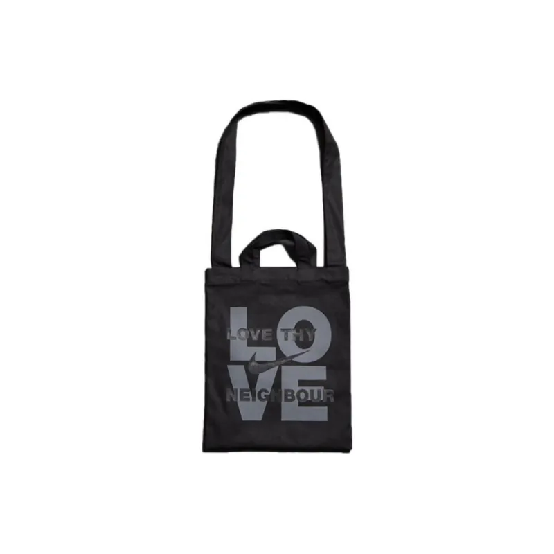 Nike LOVE THY NEIGHBOR Collaboration Cotton Tote Bag Shopping Bag Handbag Regular Unisex Black-2