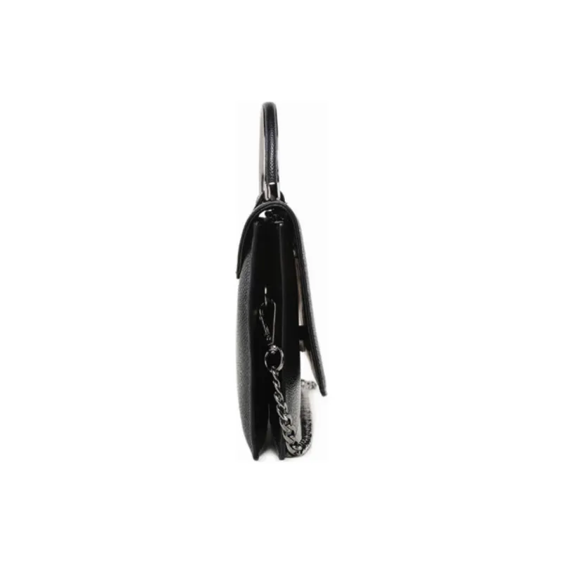 DEERE JACK Cow Leather Shoulder Bag, Crossbody Bag, Handbag Tubas Women's Black & Silver-2