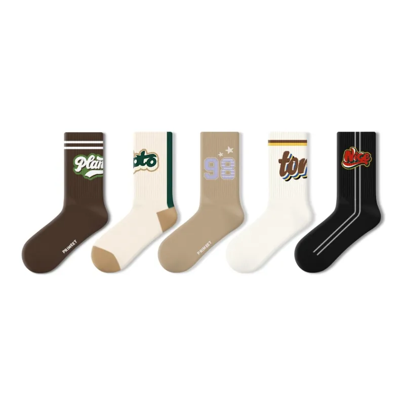 Primeet Mid Calf Socks Fall Unisex 5 Pack-12