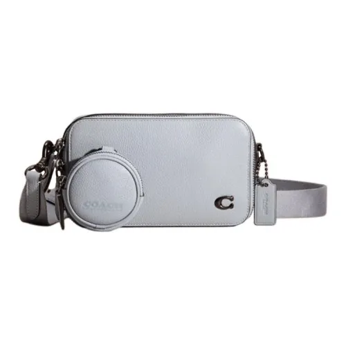 COACH Charter Pebbled Leather Combo Bag Shoulder Bag Crossbody Bag Small Size Unisex Gray Blue