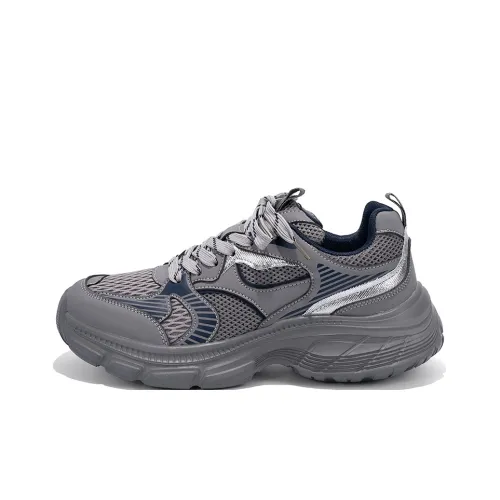 HUANQIU Chunky Sneakers Men Low-Top Gray