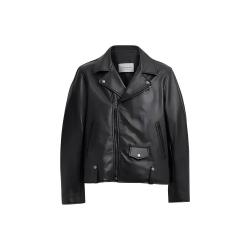 COACH Leather Jackets Men Black