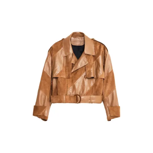 STAND STUDIO Leather Jackets Women's Tan