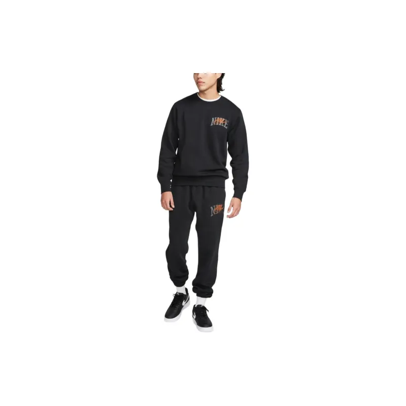 Nike Club Sweat Trainer Sweatshirt Men's Black/Safety Orange-3