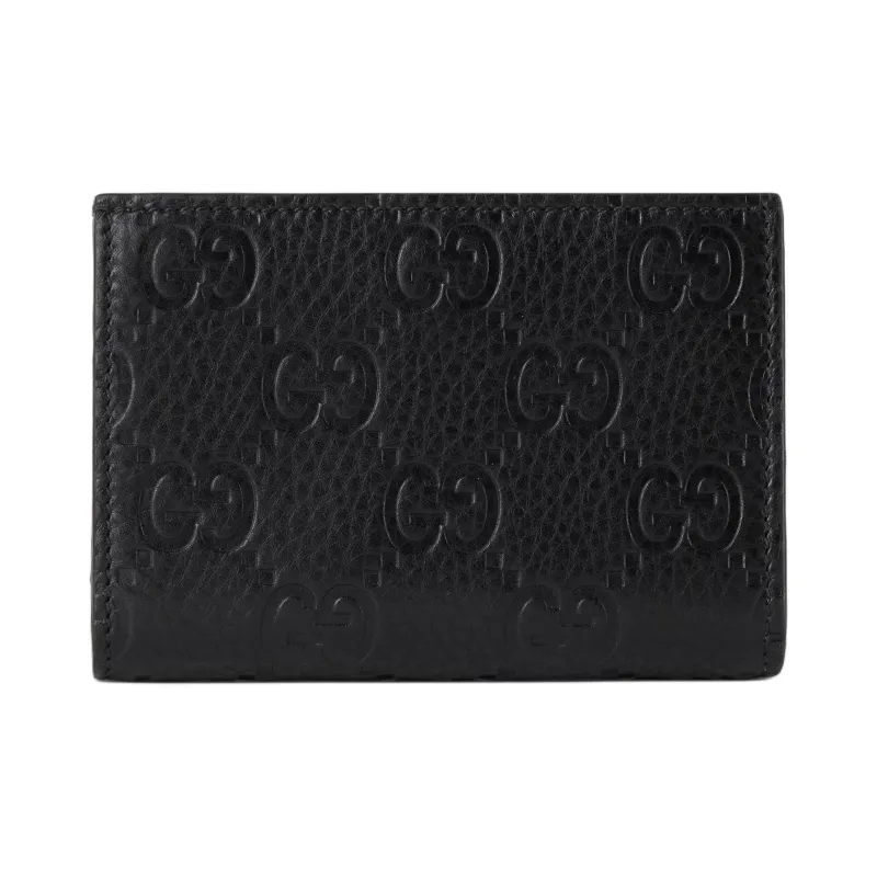 GUCCI Grain Leather Wallet Medium Size Unisex Black-1