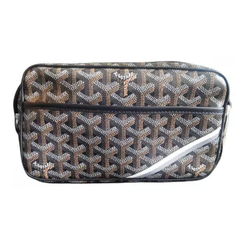 GOYARD Cap Vert Canvas With Leather Shoulder Bag, Crossbody Bag Unisex Black