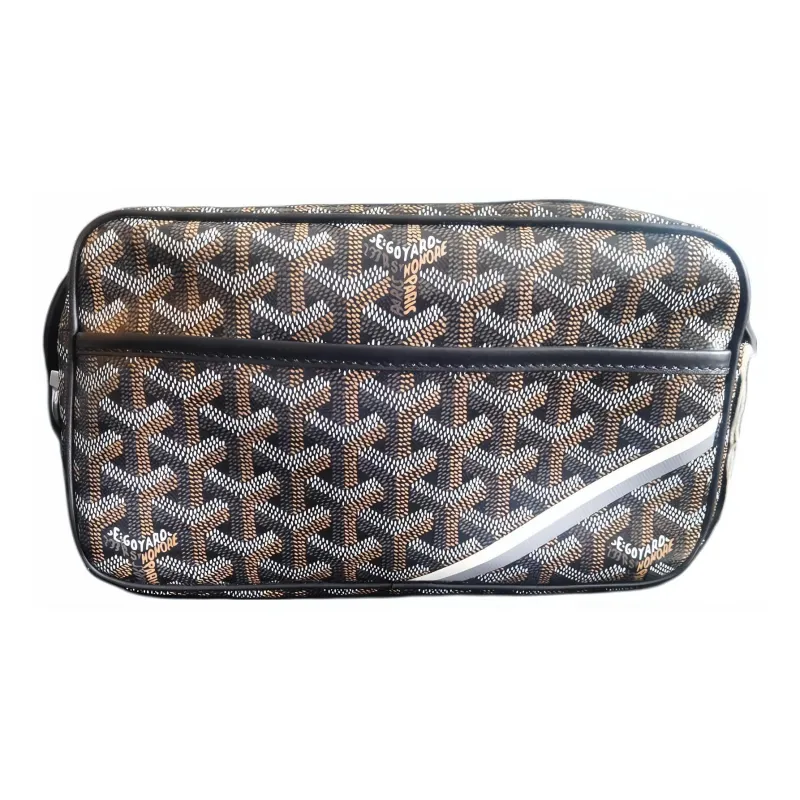 GOYARD Cap Vert Canvas With Leather Shoulder Bag, Crossbody Bag Unisex Black-0