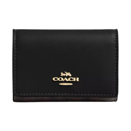 COACH Micro Wallets Walnut Wood With Black Accents