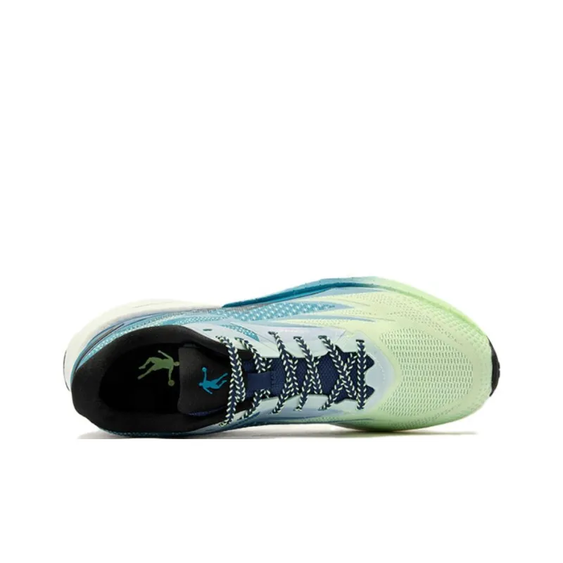 QIAODAN Flying Shadow 4.0 Coverage Rebound Slip Resistant Low Top Marathon Running Shoes Men's Green Blue-4