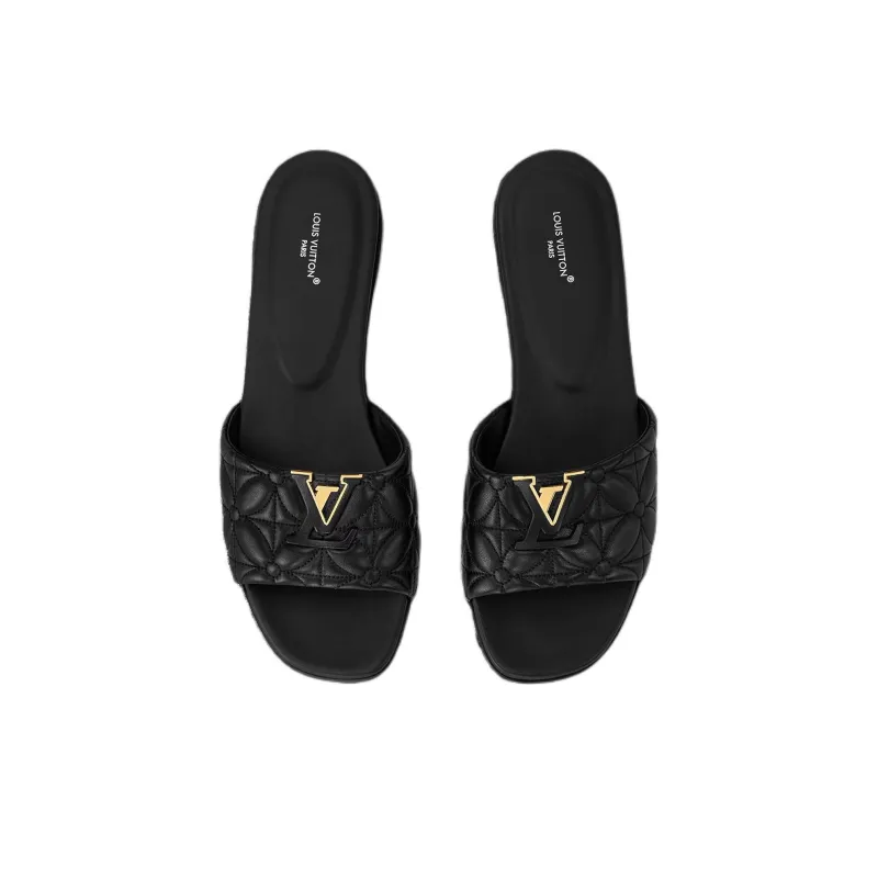 LOUIS VUITTON Capri Slide Slippers Women's Black-3