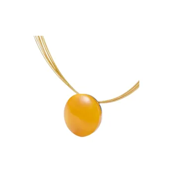 S&A S925 Silver With Amber Beeswax Inlay Necklaces Women's