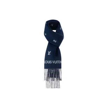 LOUIS VUITTON Sheep Wool Knit Scarves Men's Blue