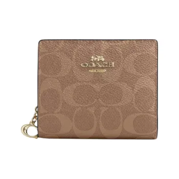 COACH Coated Canvas Wallet Mini Women's Tan