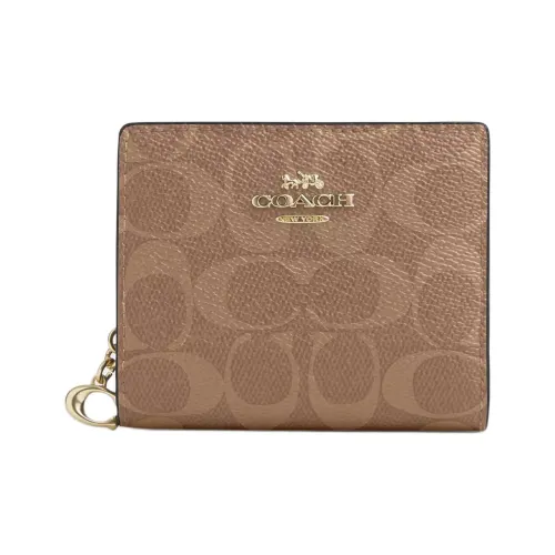 COACH Coated Canvas Wallet Mini Women's Tan