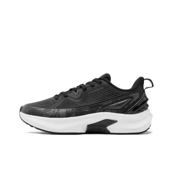 QIAODAN Cushioning Wear Resistant Low Top Running Shoes Men's Black White