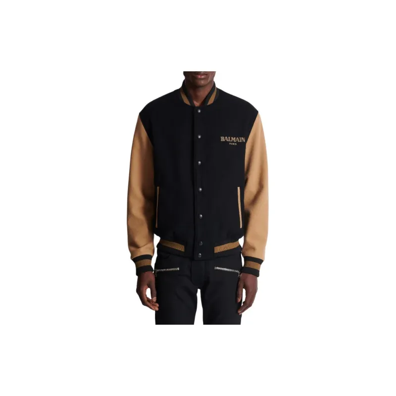 BALMAIN Logo Detailed Long Sleeved Varsity Jacket-4