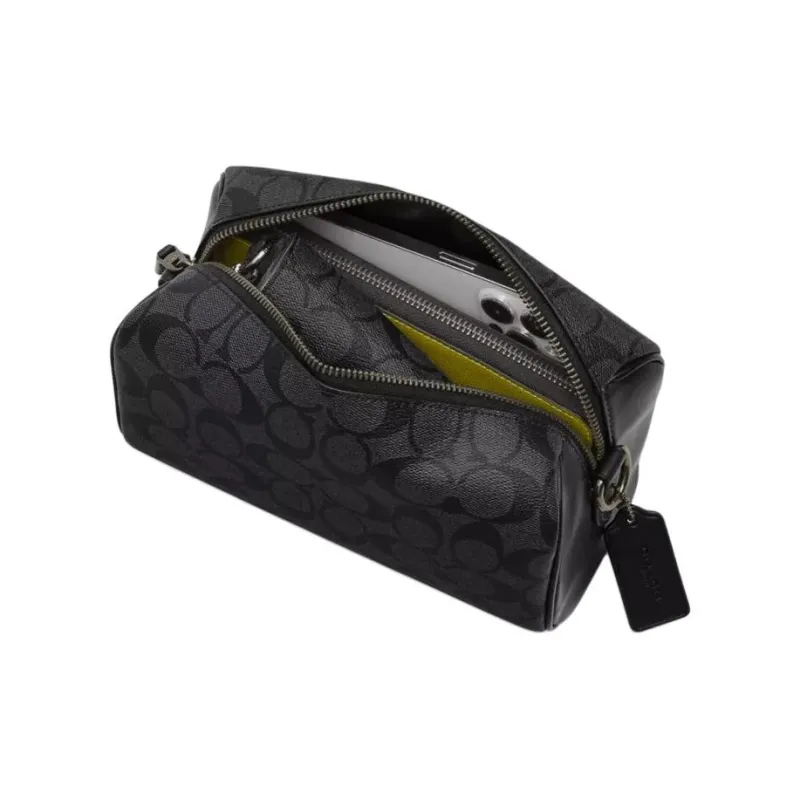 COACH Coated Canvas Shoulder Bag Crossbody Bag Small Size Men's Charcoal Black-2