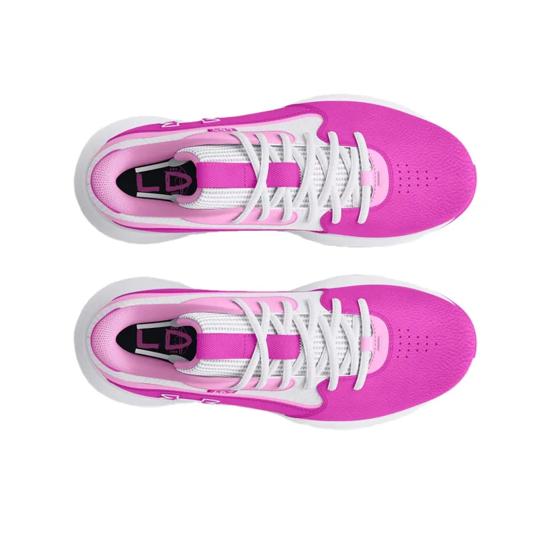 Under Armour Lockdown 7 Anti Slip Wear Resistant Mid Top Basketball Shoes Unisex White Pink-3