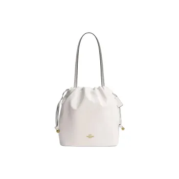 COACH Faye EPI Leather Handbag Shoulder Bag Large Size Women's Chalk White