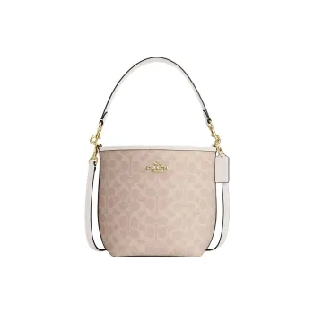 COACH City Coated Canvas Bucket Bag Portable Crossbody Bag Shoulder Bag Small Size Women's Sand