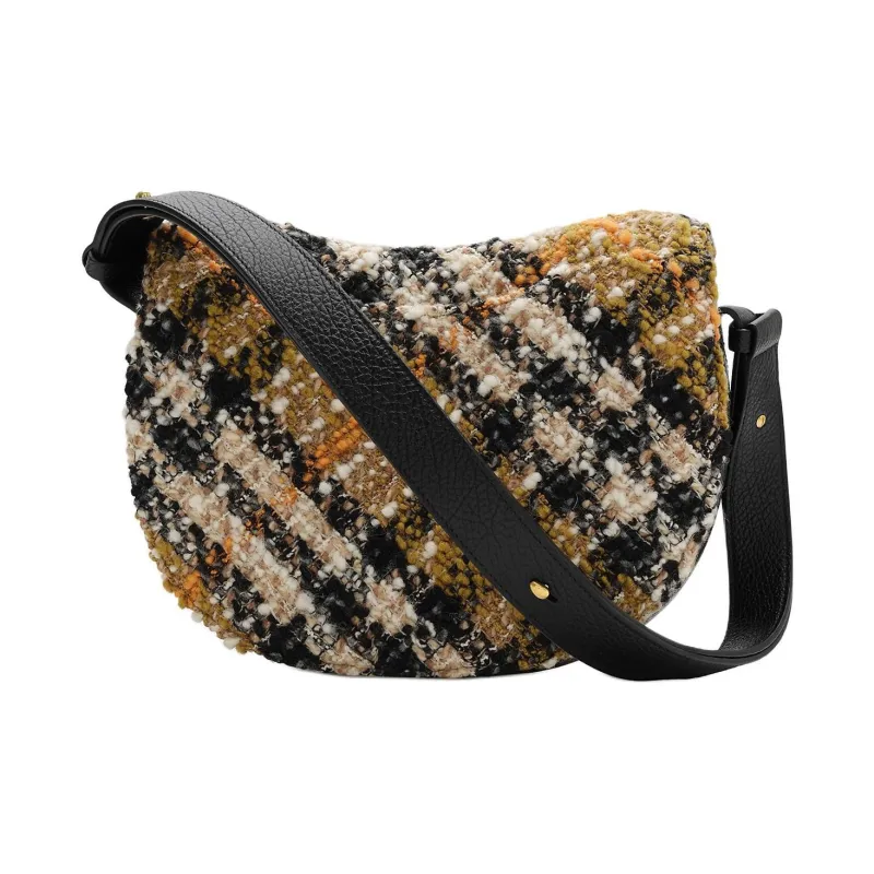 Burberry Rocking Horse Herringbone Wool Blend Fabric Saddle Bag, Shoulder Bag, Crossbody Bag Medium Size Women's Olive-1