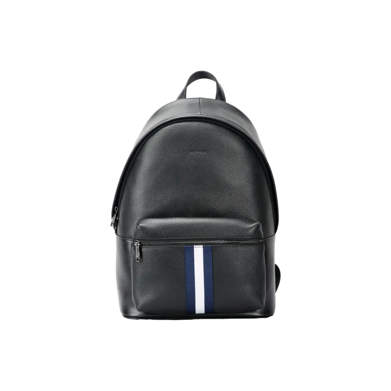 BOPAI Top Grain Cow Leather Backpack Laptop Bags Regular Unisex Black White Red-7