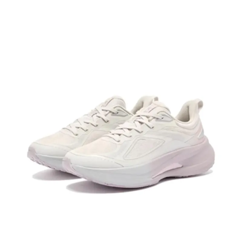 QIAODAN Anti Slip Wear Resistant Low Top Casual Running Shoes Women's White Pink-2