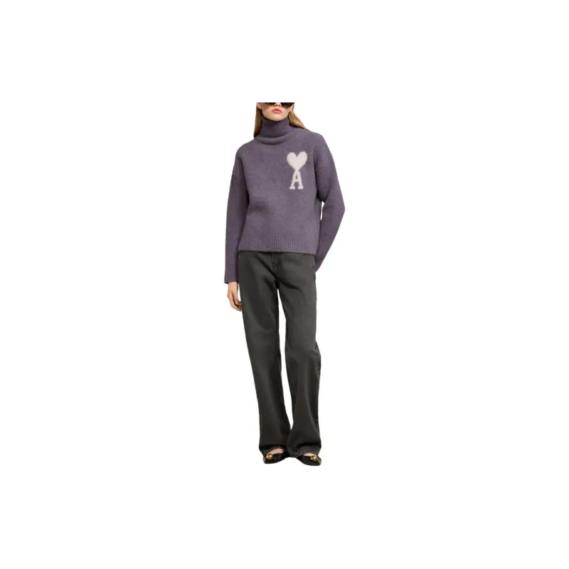 Ami Paris Ami De Coeur Funnel Neck Sweatshirt-1