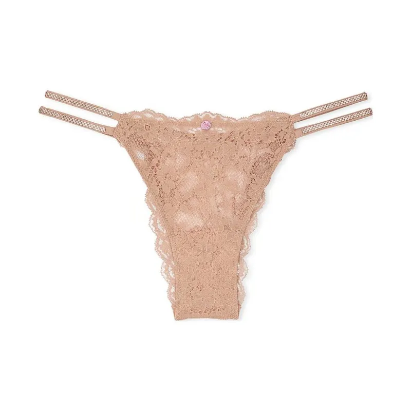 Victoria's Secret Dream Angels Twinkle Strap Lace Brazilian Panty / P Underpants Women's 1 Pack Praline-0