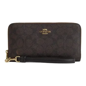 COACH Coated Canvas Wallet Trumpets Women's Walnut Wood