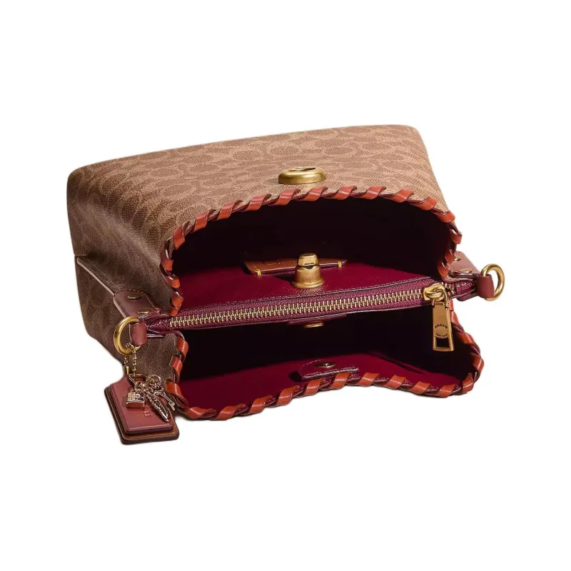 COACH Willow Coated Canvas Bucket Bags Shoulder Bag Crossbody Bag Women's Brass With Brown And Rusty Red Accents-2