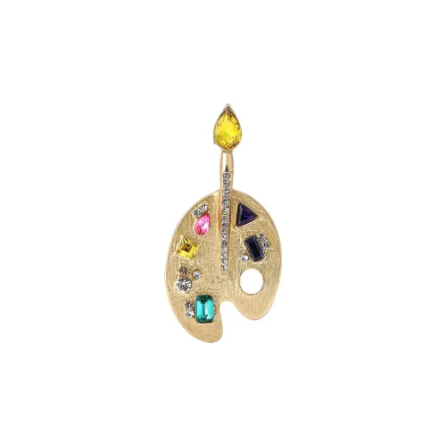 VAN GOGH Alloy Oil Drip Synthetic Cubic Zirconia Brooches Unisex Gold