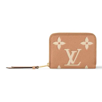 LOUIS VUITTON Zippy Grained Cow Leather Coin Purse Women's Cream