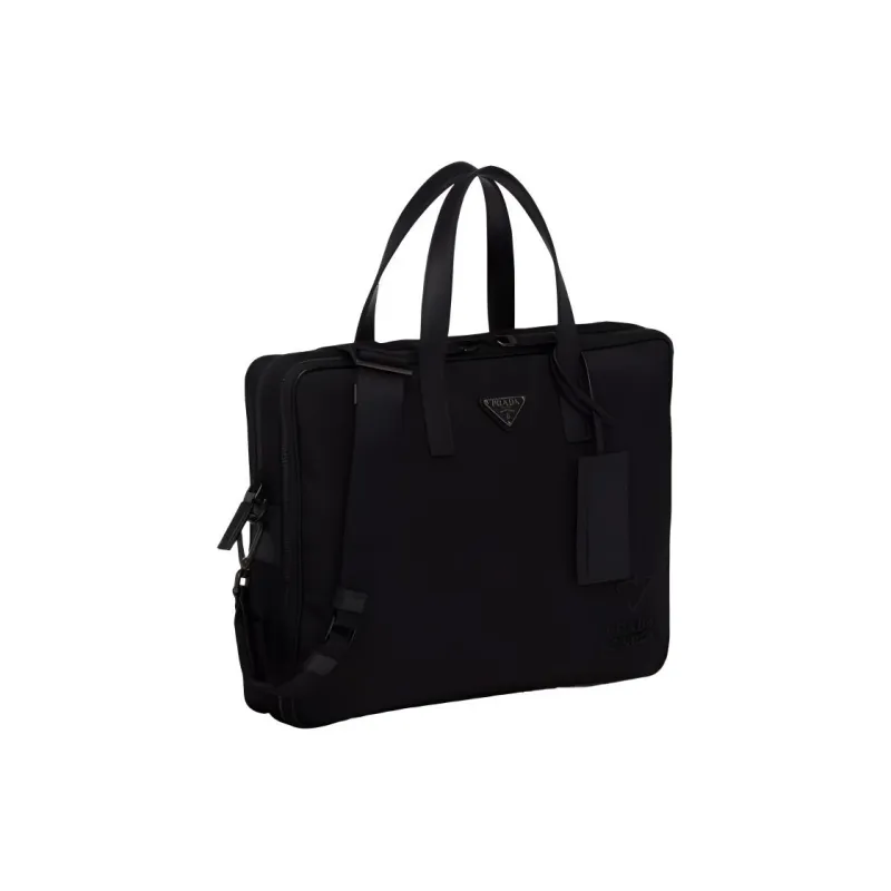 PRADA Recycled Nylon And Leather Briefcases Handbags Men's Black-1