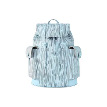 LOUIS VUITTON CHRISTOPHER Cow Leather Backpack Medium Size Unisex Blue