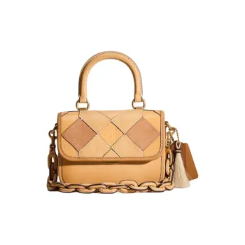 COACH Rogue Gloves Made Of Tanned Leather Shoulder Bag Crossbody Bag Small Size Women's Brass & Tan