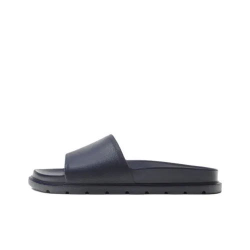 ZARA Slide Slippers Men Marine Blue