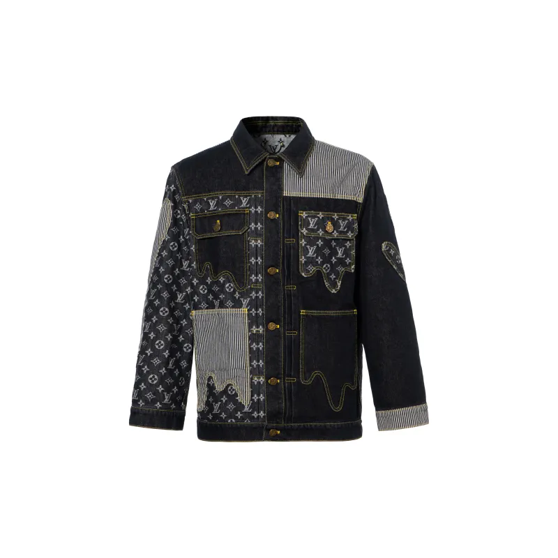 LOUIS VUITTON X Nigo Monogram Crazy Denim Workwear Jacket LOUIS VUITTON X Nigo Monogram Crazy Denim Workwear Jacket