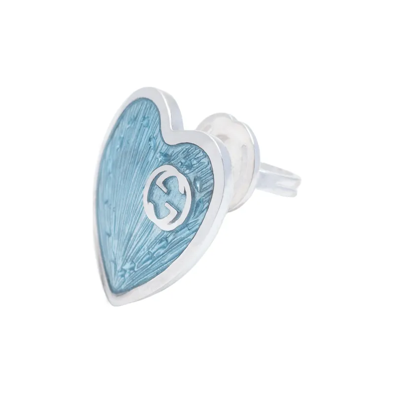 GUCCI 925 Sterling Silver Stud Earrings Women's Blue-2